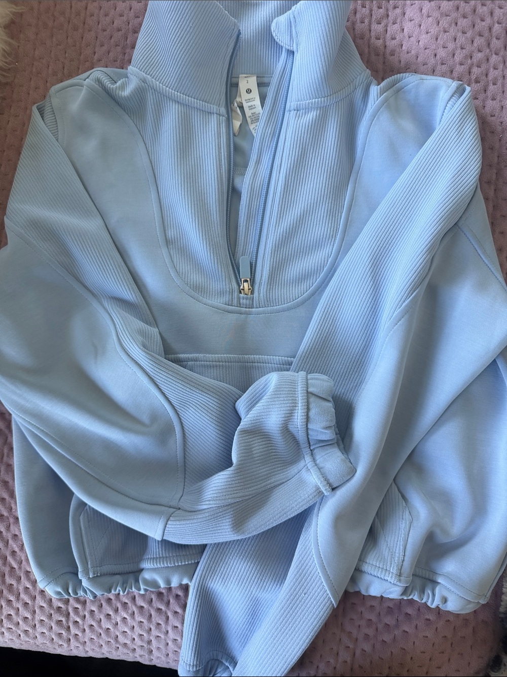 lululemon athletica Light Blue Quarter-Zip Pullover Sweatshirt